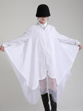 Momentlover Urban Loose Split-Joint Lapel Long Sleeves Midi Dress