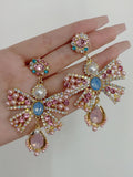 Momentlover Statement Pink Bow-Embellished Earrings Accessories