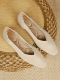 Momentlover Square-Toe Solid Color Shoes Flats