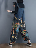 Momentlover Original Cartoon Printed With Pocket Harem Denim Overalls