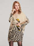 Momentlover Vintage Loose Printed Split-Joint Sweater