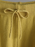 Momentlover Urban Long Sleeves Solid Color Polo Sweater Tops & Wide Leg Pants Two Pieces Set