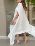 Momentlover Printed Asymmetric Short Sleeves Loose Maxi Dresses