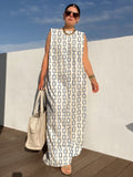 Momentlover Urban Sleeveless Loose Printed Split-Joint Jumpsuits Bottoms