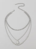 Rhine Stones Layered Normcore Necklaces Accessories