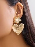 Momentlover Star Shape Solid Color Heart Shape Normcore Earrings Accessories