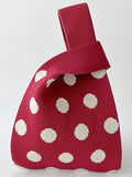 Momentlover Woven Split-Joint Polka-Dot Contrast Color Handbags Bags