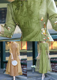 Momentlover Apricot Patchwork Silk Dress Embroideried Stand Collar Spring LY1717