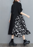 Momentlover Art Black Asymmetrical Patchwork Cotton Shirt Dress Summer LY1547