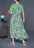 Momentlover Beautiful Green O-Neck Patchwork Exra Large Hem Chiffon Fake Two Piece Dresses Summer LY1922