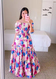 Momentlover Beautiful Purple Off The Shoulder Wrinkled Print Patchwork Cotton Dress Summer LY1972