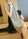 Momentlover Beautiful White O-Neck Patchwork Print Wrinkled Mini Dress Sleeveless LY1421