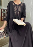 Momentlover Black Patchwork Cotton Dress O Neck Wrinkled Summer LY1769