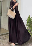 Momentlover Black Patchwork Cotton Dress O Neck Wrinkled Summer LY1769