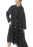 Momentlover Black Patchwork Cotton Shirts Dresses Peter Pan Collar Spring LY1155