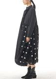 Momentlover Black Patchwork Cotton Shirts Dresses Peter Pan Collar Spring LY1155