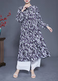 Momentlover Bohemian Lace Up Patchwork Print Silk A Line Dress Spring LY1942