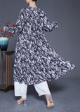 Momentlover Bohemian Lace Up Patchwork Print Silk A Line Dress Spring LY1942