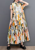 Momentlover Bohemian Oversized Ink And Wash Print Cotton Robe Dresses Summer LY1491