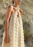 Momentlover Boho Beige Neck Tie Patchwork Floral Holiday Maxi Dresses Summer LY1956