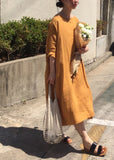 Momentlover Boho Orange O Neck Patchwork Cotton Loose Dress Spring LY1719