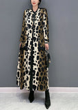 Momentlover Boho Oversized Leopard Print Silk Long Dress Spring LY1599