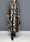Momentlover Boho Oversized Leopard Print Silk Long Dress Spring LY1599