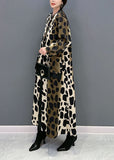 Momentlover Boho Oversized Leopard Print Silk Long Dress Spring LY1599