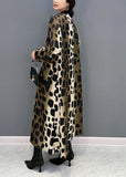 Momentlover Boho Oversized Leopard Print Silk Long Dress Spring LY1599