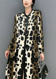 Momentlover Boho Oversized Leopard Print Silk Long Dress Spring LY1599