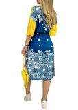 Momentlover Boho Yellow Print Button Chiffon Shirts Dresses Spring LY1976