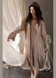 Momentlover Boutique Pink Patchwork Button Solid Ice Silk Maxi Dress Spring LY1964