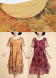 Momentlover Casual Yellow Print Chiffon Maxi Dress Summer LY1794