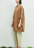 Momentlover Chic Khaki Peter Pan Collar Asymmetrical Patchwork Cotton Dresses Spring LY1455