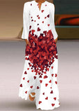 Momentlover Chic Loving Heart Print Chiffon Holiday Maxi Dress Spring LY1974