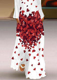 Momentlover Chic Loving Heart Print Chiffon Holiday Maxi Dress Spring LY1974
