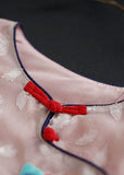 Momentlover Chinese Style Pink Embroideried Patchwork Chiffon Dress Spring LY1725