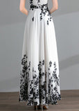 Momentlover DIY Red O-Neck Print Tunic Chiffon Holiday Long Dresses Long Sleeve LY1777