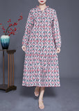 Momentlover DIY Ruffled Lace Up Print Silk Long Dress Spring LY1917