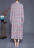 Momentlover DIY Ruffled Lace Up Print Silk Long Dress Spring LY1917