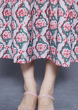 Momentlover DIY Ruffled Lace Up Print Silk Long Dress Spring LY1917