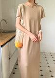 Momentlover Diy Beige Front Back Wear On Both Sides Knit Dresses Summer LY1772
