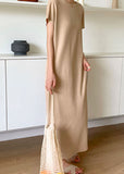 Momentlover Diy Beige Front Back Wear On Both Sides Knit Dresses Summer LY1772