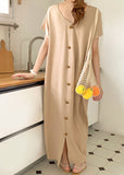 Momentlover Diy Beige Front Back Wear On Both Sides Knit Dresses Summer LY1772