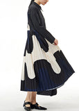 Momentlover Elegant Apricot Peter Pan Collar Patchwork Wrinkled Button Cotton Maxi Dresses Long Sleeve LY1265