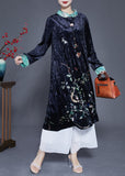 Momentlover Elegant Black Print Patchwork Silk Velour Vacation Dresses Spring LY1767