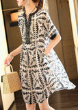 Momentlover Elegant Black V Neck Print Vacation Chiffon Maxi Dresses Summer LY1496