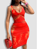 Momentlover Tie-dye Bodycon Cami Dress AT9646
