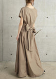 Momentlover Fashion Pink Bow Wrinkled Patchwork Cotton Dress Summer LY1759