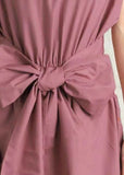 Momentlover Fashion Pink Bow Wrinkled Patchwork Cotton Dress Summer LY1759